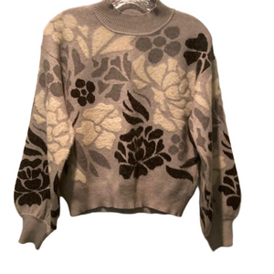 TRUTH by Republic Floral Mock Turtleneck with Balloon Sleeves Sz S